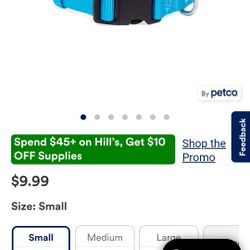 YOULY Adjustable Dog Collar, Neon Blue Or Green, Small