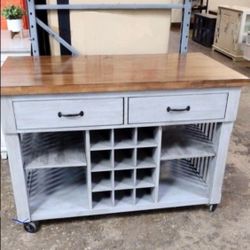 New Solid Mobile Kitchen Island Storage Rolling Cart 