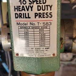 Harbor Freight 16 Speed Drill Press
