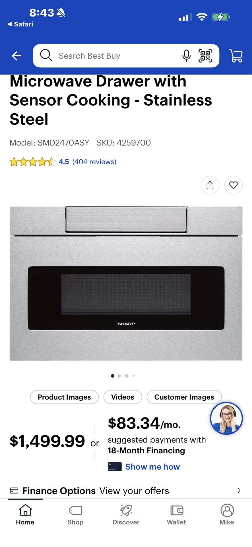 NEW 24” SHARP DRAWER MICROWAVE. NEVER USED. 3 YEAR EXTENDED WARRANTY FULLY TRANSFERABLE INCLUDED. 1/25/26