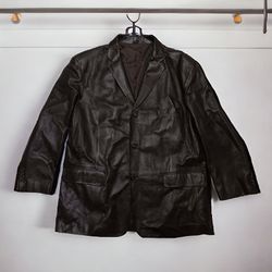 Mens Size R50 Black Genuine Leather Blazer Jacket by ALFANI  - RETAIL : $395.00