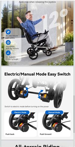 29lb Silver Ultralight Electric Wheelchair with 25 Miles Long Range Ergonomically Curved Backrest, Dual Battery, 300lb Capacity, Airline Approved, 2*2
