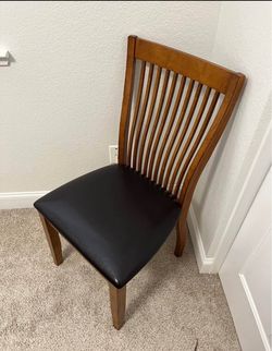 Wood Dining Chair with Black Cushioned Seat