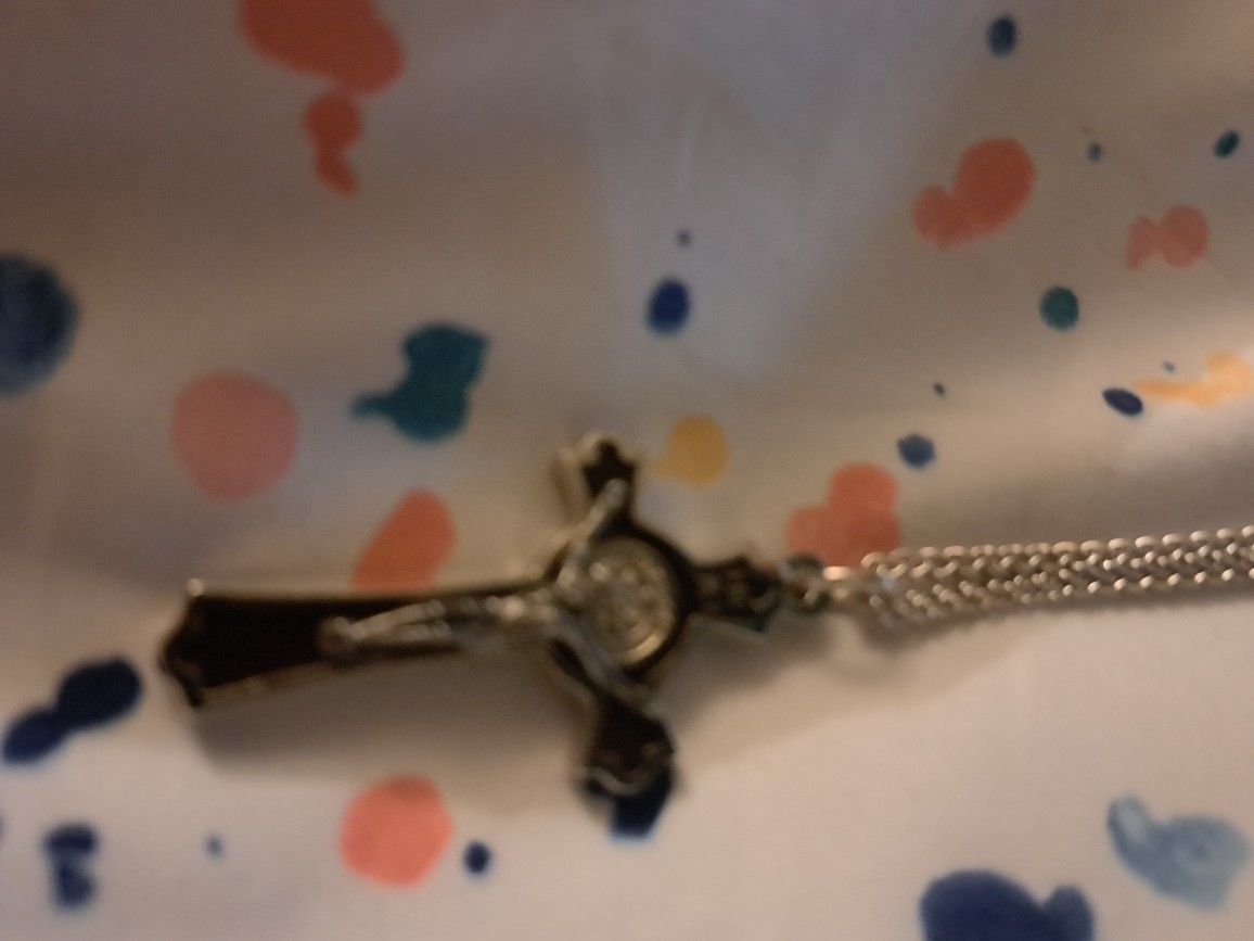 925 Silver And Marble Crucifix Pendant