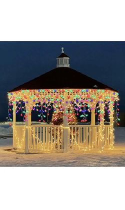 1280 Led Icicle Christmas Lights Outdoor Decorations 131 FT 8 Modes Timer IP44 Waterproof Christmas String Lights Changing LED Curtain Fairy Lights fo
