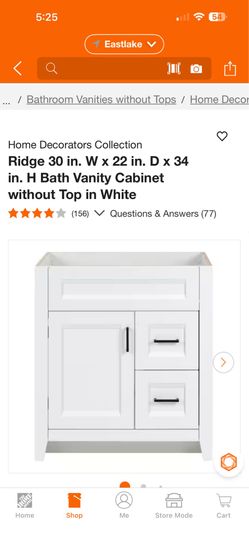 Vanity Cabinet without Top in White