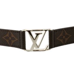 Louis Vuitton M6141 Hockenheim Monogram Leather Bracelet Brown Silver Size 21 Mens Women Unisex Gift