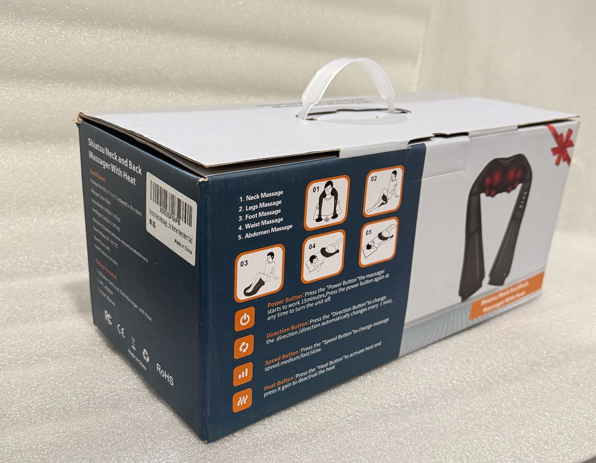 Brand New Neck Massager Back Massage with Heat,Shiatsu Shoulder Massager for Neck,Back,Shoulder,Foot and Leg Muscle Relax,Electric Deep Tissue 3D Knea