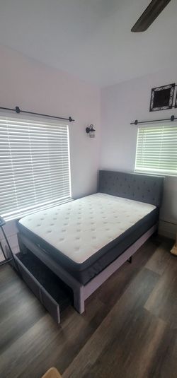 new full bed with storage and  mattress
