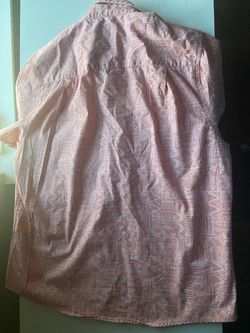 Haggar Salmon Geometric Button-Up Shirt Size L