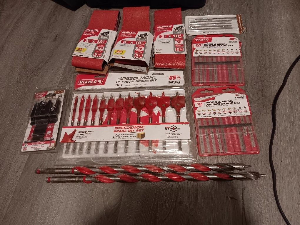 Diablo Multi Tool & Jigsaw Blades and Spade & Auger Bits + Belt Sander Sheets