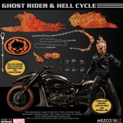 Mezco One:12 Ghost Rider & Motorcycle NEW Marvel