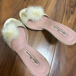 Agent Provocateur Vintage Y2K Satin & Fur Pom Pom Mules – Made in Italy – Size 39
