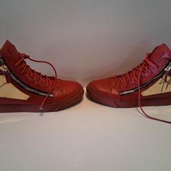 Giuseppe Zanotti High Top Sneakers- Red/Gold-Size 40 (Men's 7/ Wms 10)