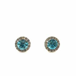 Baby Child’s Little Girl’s 14k Yellow Gold CZ Cubic Zirconia Blue Stud Earrings GP3131089
