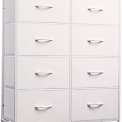 WLIVE Fabric Dresser for Bedroom, Tall Dresser with 8 Drawers, Storage Tower with Fabric Bins, Double Dresser, Chest of Drawers for Closet, Playroom,