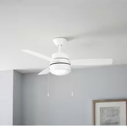 44 in. Integrated LED Indoor Matte White Ceiling Fan 