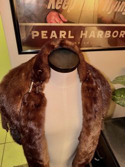 Vintage Genuine Mink Fur Full-Pelt Stole / Scarf