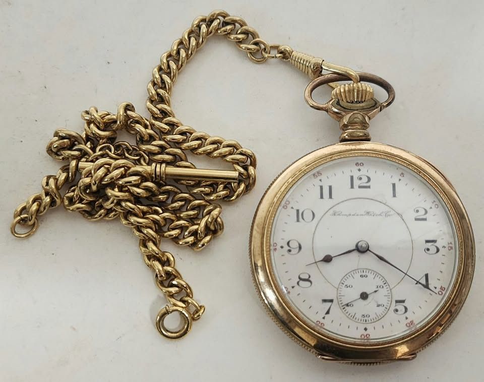 Antique Hampden Watch Co. Gold Filled Dueber Special Pocket Watch 17 Jewels