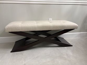Tufted Upholstered Bench with X-Base