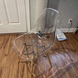 Acrylic Chairs 2x With Wood Legs