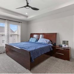 Solid Wood Bedframe And Side Tables