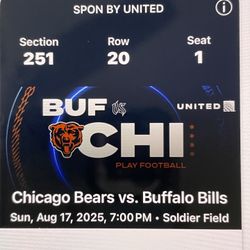 4 GREAT Seats - Chicago Bears vs Buffalo Bills this Sunday Aug 17th! 