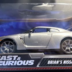 BRIAN'S NISSAN GT-R (R35) SILVER "FAST & FURIOUS" 1/24 DIECAST MODEL JADA 97212