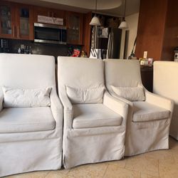 Set of 3 White Slipcovered Accent Chairs – $420 (Optional 4th)