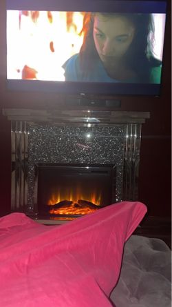 3 piece glass mirror set fire place, wall mirror, end table