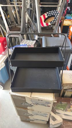 Black Metal Two-Tier Serving Tray with Handles