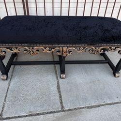 Gothic Victorian ornate carved bench