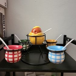 Pier 1 Imports "HOT DOG CONDIMENT SPINNER" 12 Pieces ~ Comes with Original Box