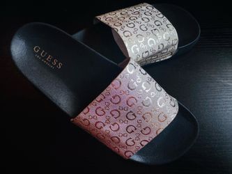 New Guess LA Gold/Black Slides