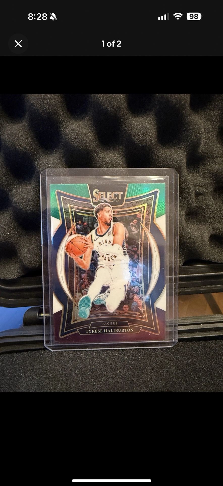 2023-24 Panini Select Premier Level Tyrese Haliburton Green White Purple Prizm