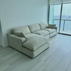 NEW Beige Linen Cloud Couch Sectional