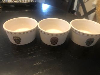 Set of 3 Halloween Ramekins /  condiment set of dishes