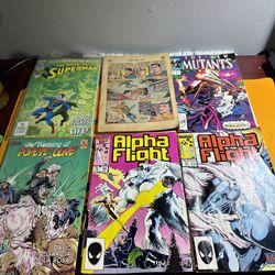 6 Comic Lot Superman-Popeye-alpha Flight-the New Mutants 
