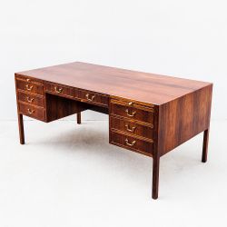 Restored 1950s Danish Rosewood Executive Desk by Ole Wanscher