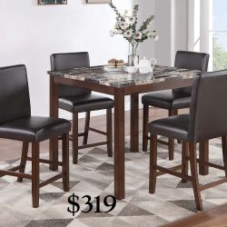 Elegant 5-Pc Espresso Counter Height Dining Set (No Tax ‼️)