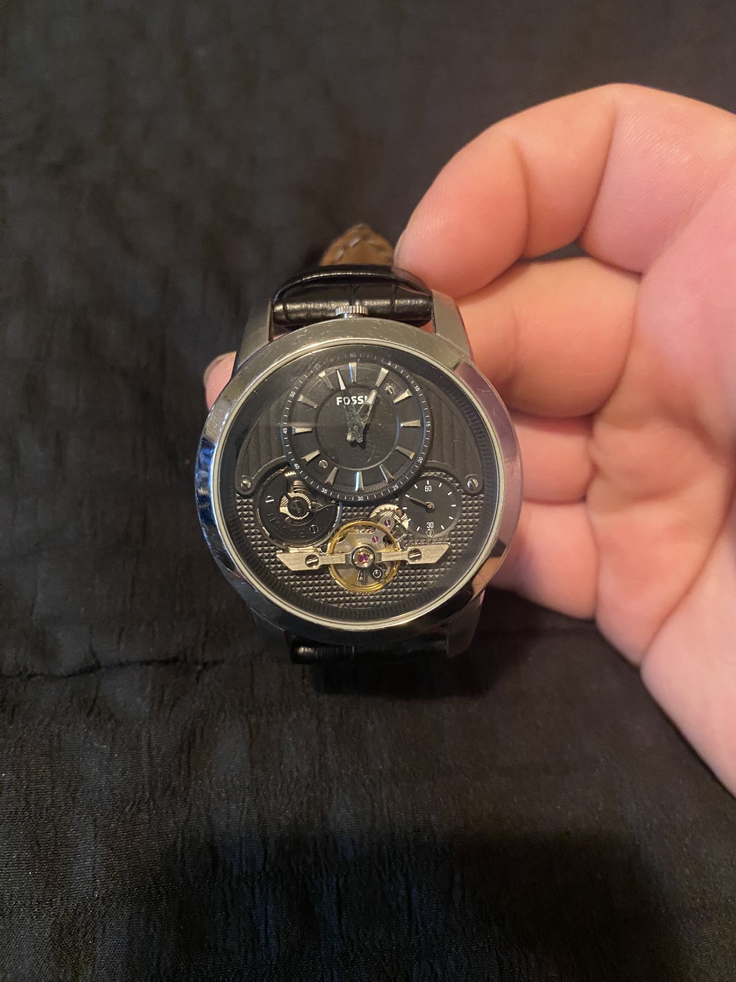 Fossil Twist Black Dial Leather Strap
