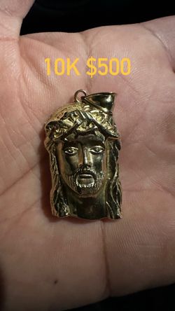 10k gold chain jesus piece pendant