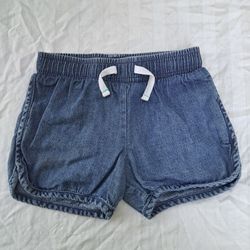 Cat & Jack 5T denim shorts elastic waistband with white drawstring