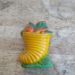 Vintage chalkware cornucopia wall art