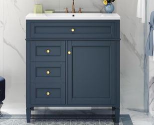 Newly Assembled Solid Wood Frame  30” Bathroom Vanity with Sink Set Bathroom Vanity Storage Cabinet