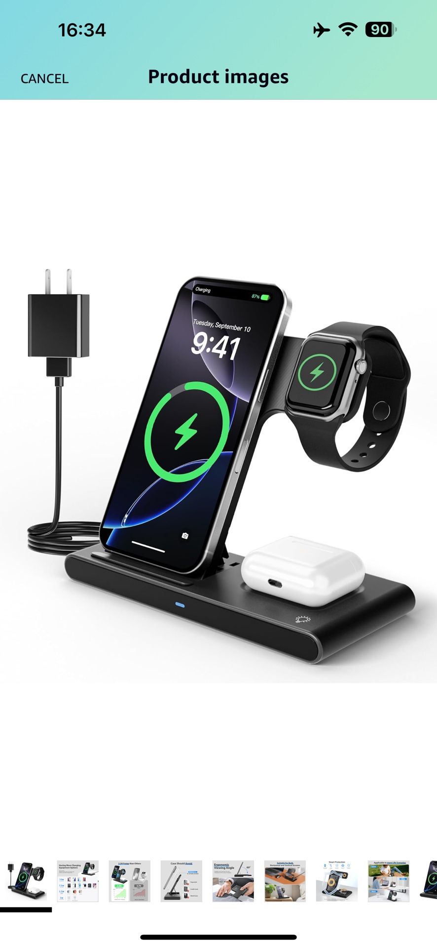 3-in-1 Charging Station for iPhone: Wireless Charger for iPhone 16e 16 15 14 13 12 11 Pro Max - for Apple Watch 10 to 2 Ultra&SE - for AirPods 4 3 2 P
