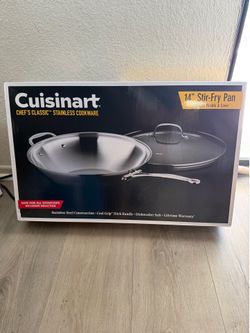 Cuisinart 14-Inch Stir-Fry Pan, Helper Handle and Glass Cover, Chef's Classic Stainless Steel, 726-38H