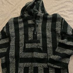 Green/white Poncho Hoodie Pullover