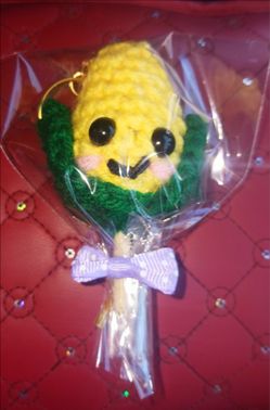 3in crocheted corn Keychain