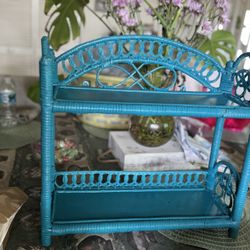 Teal Wicker Shelf 